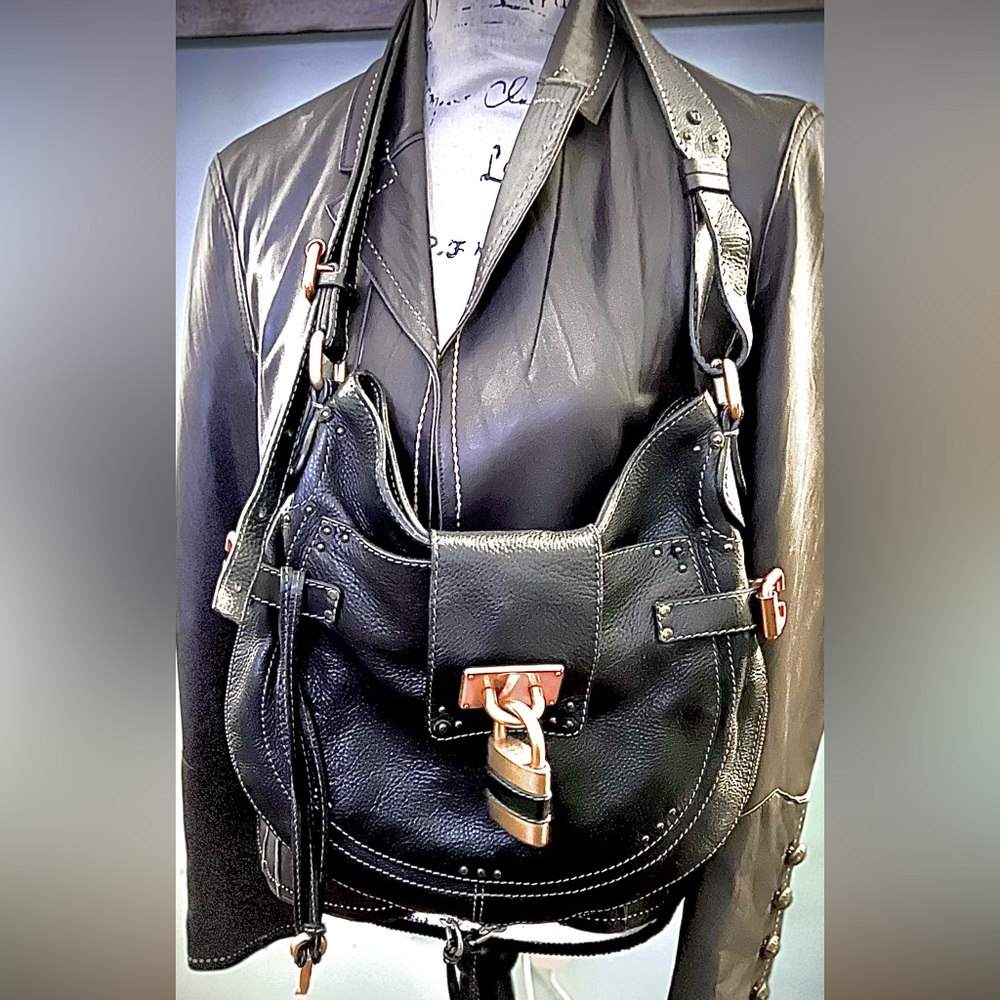Chloe-Paddington hobo/Black/brass-2tone hdwe./zip bottom/Key/Lock/DB/🤩$$/#20753